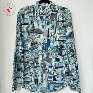 Hermès Men’s Modernisme Tropical Shirt in Blue and Green